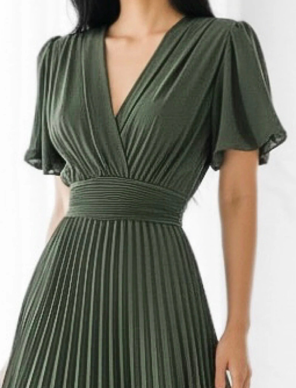 Robe Croisée/Plissée Kaki
