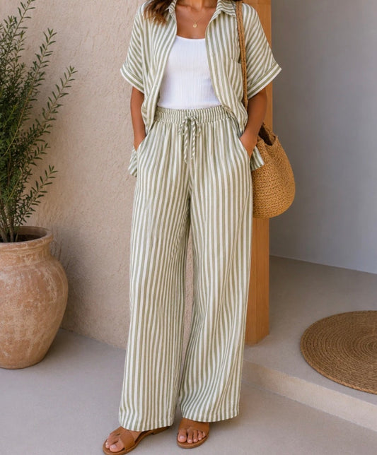 Pantalon rayures Kaki