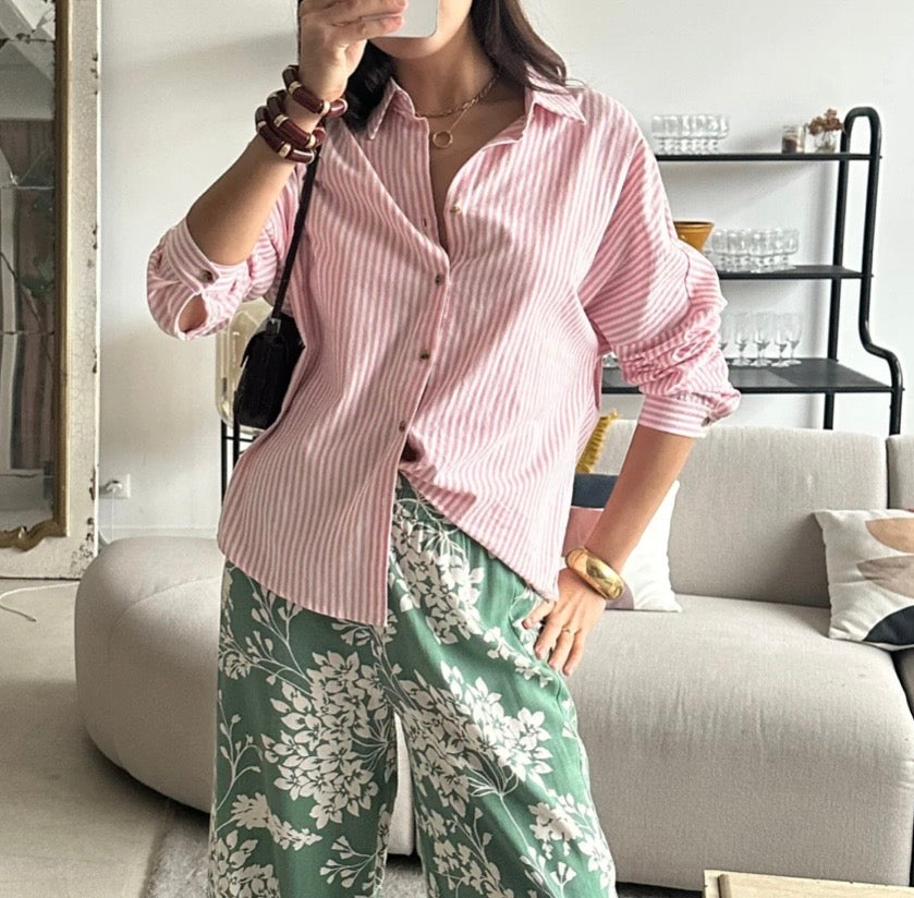 Chemise Rayée Rose/Blanche