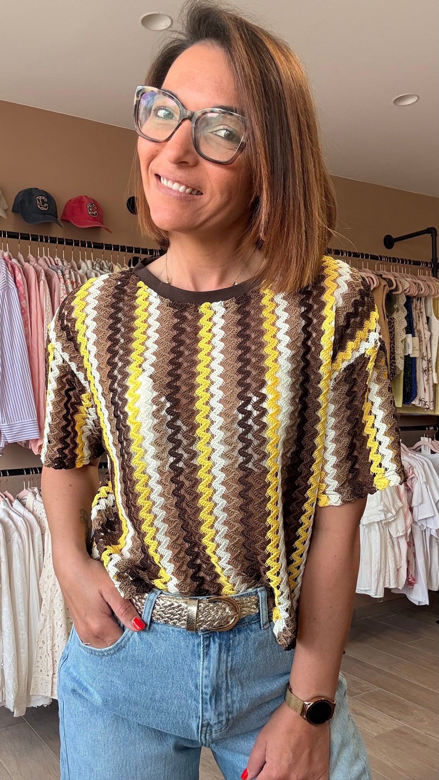 Top crochet Marron