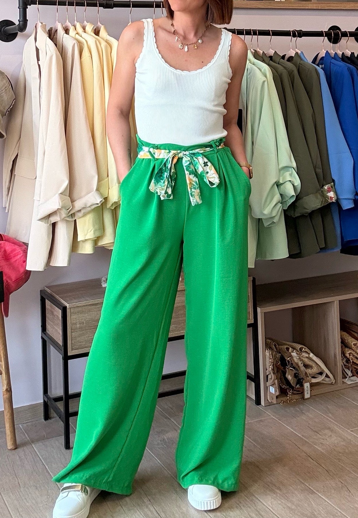 Pantalon Fluide Vert