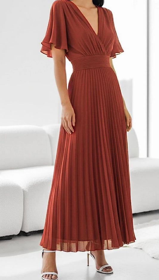 Robe Croisée/Plissée Terracotta