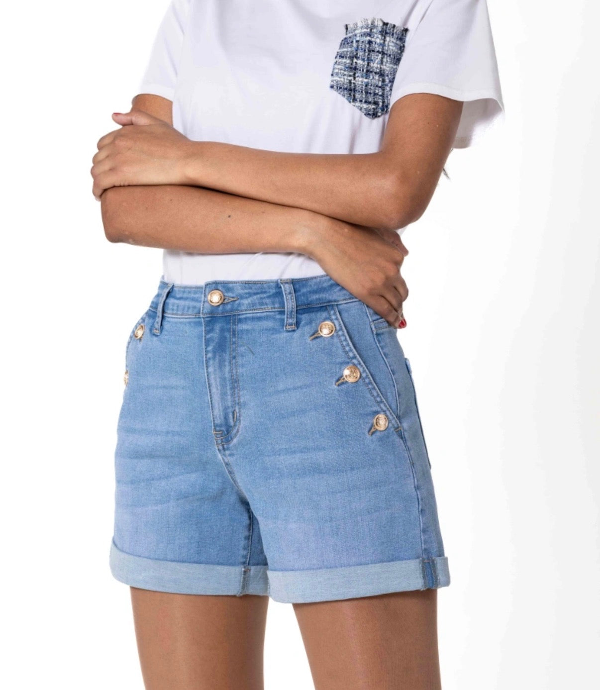 Short Jean Boutons dorés