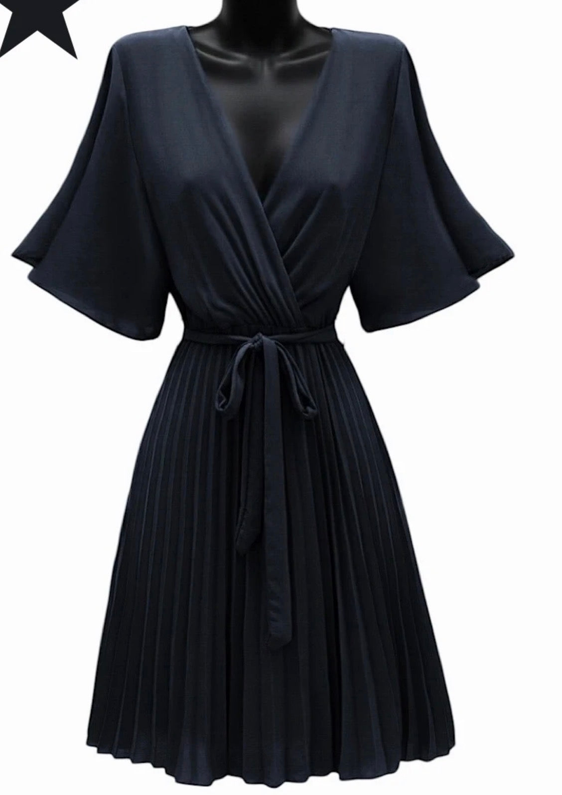 Robe courte plissée Marine