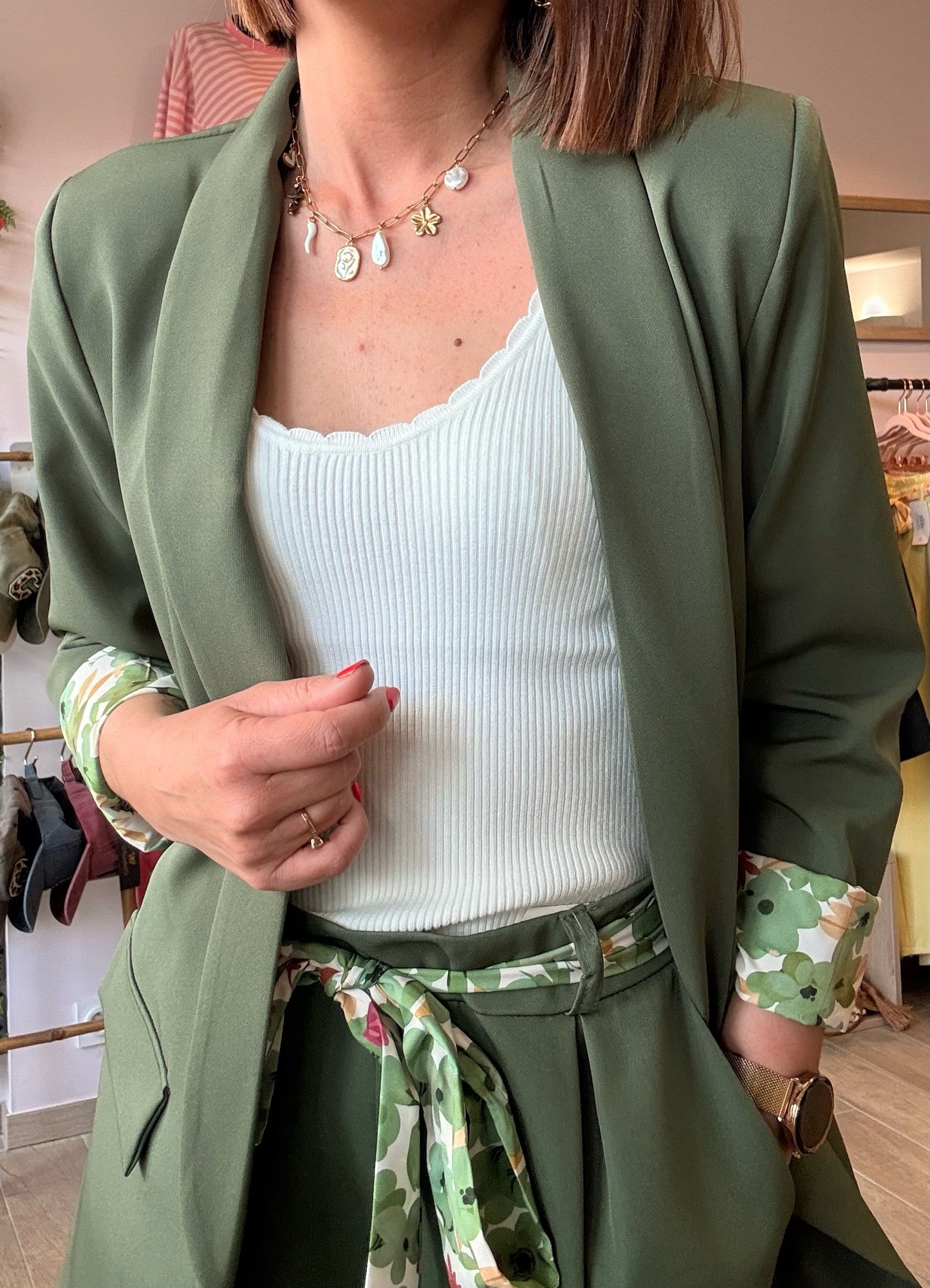 Blazer Kaki/Fleuri