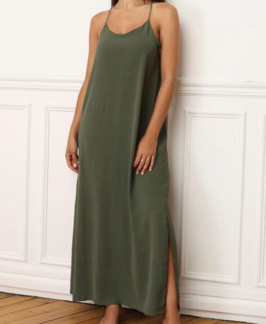 Robe longue Croisé Kaki