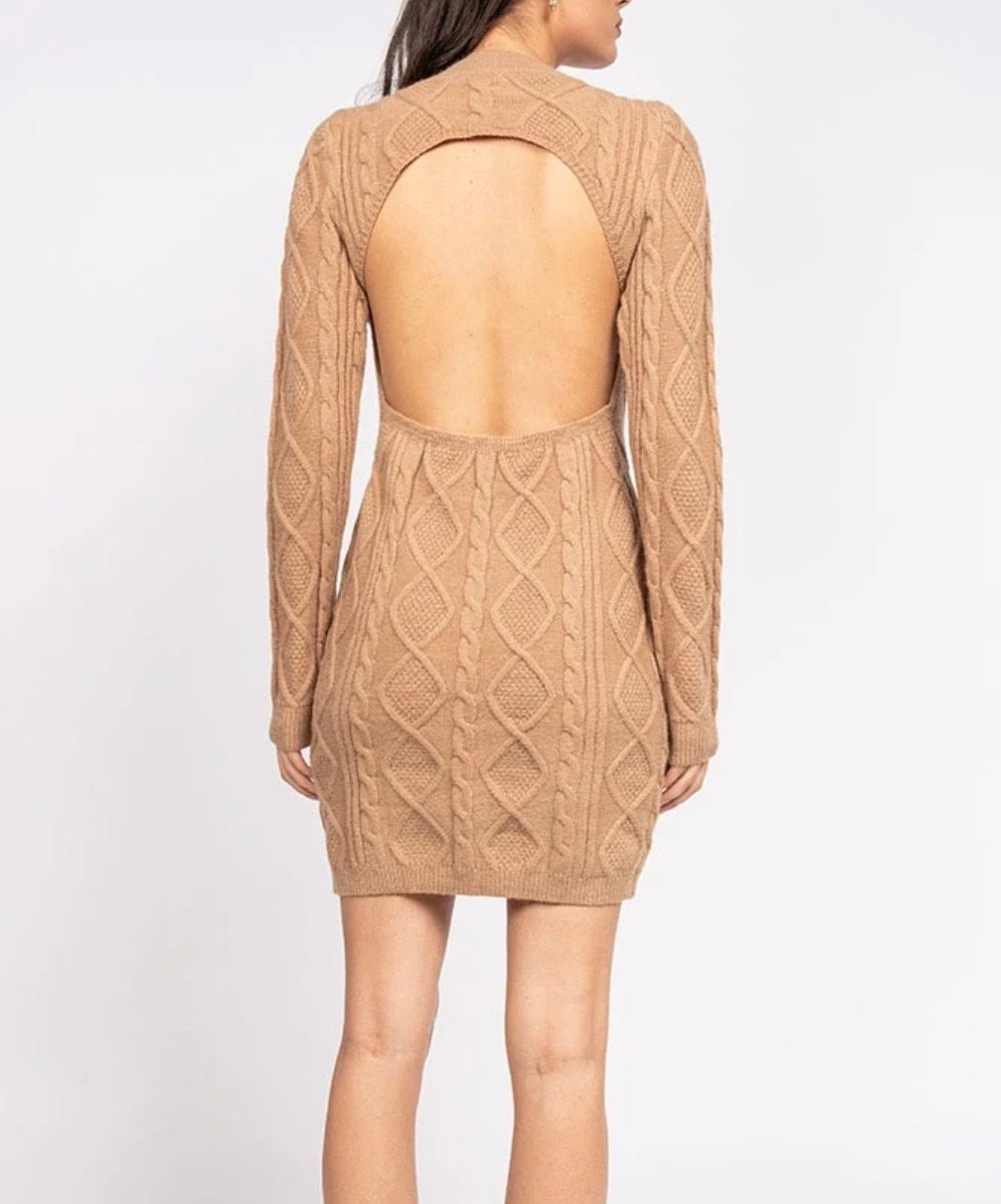 Robe pull ouverte Camel
