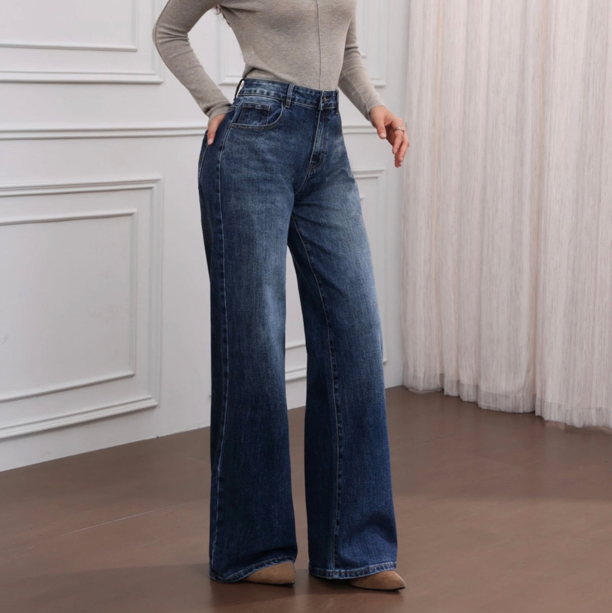Jean Wideleg Bleu délavé
