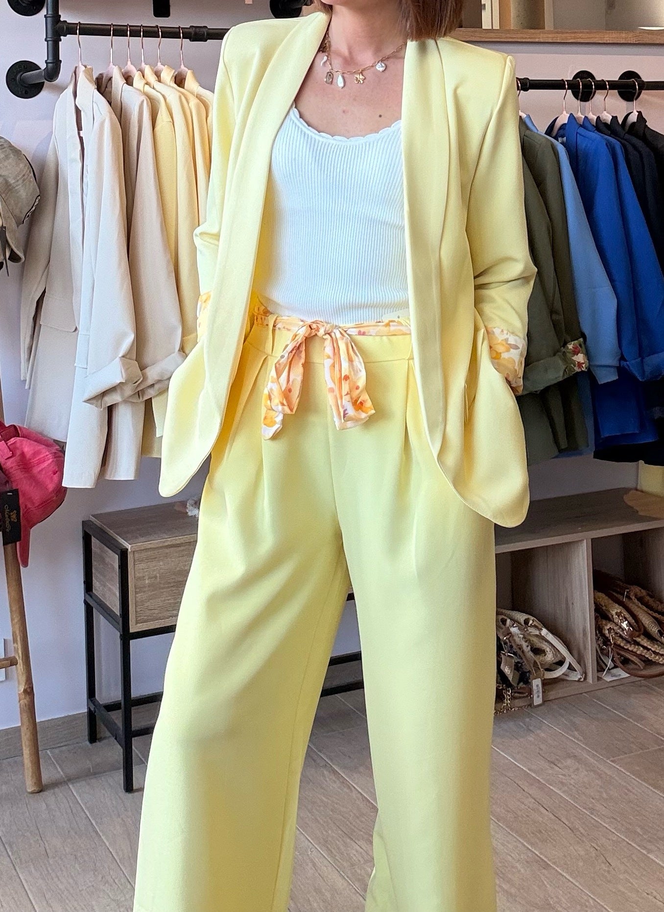 Blazer Jaune/Fleuri