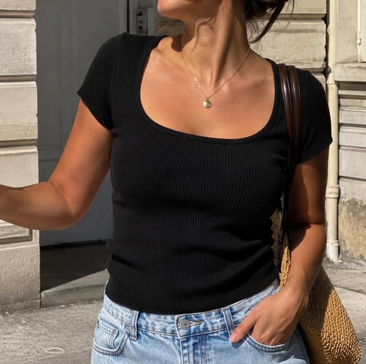 Tee shirt Côtelé Noir
