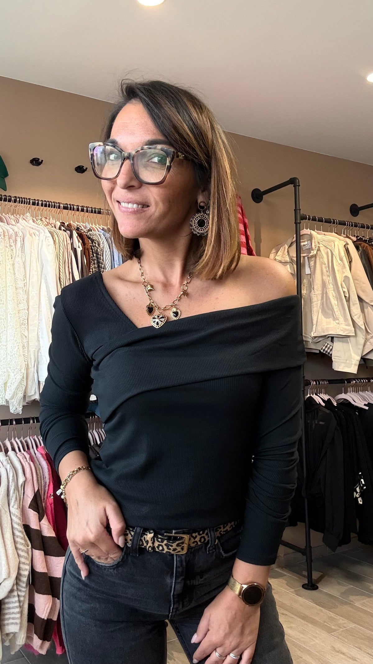 Top ML Epaule Noir