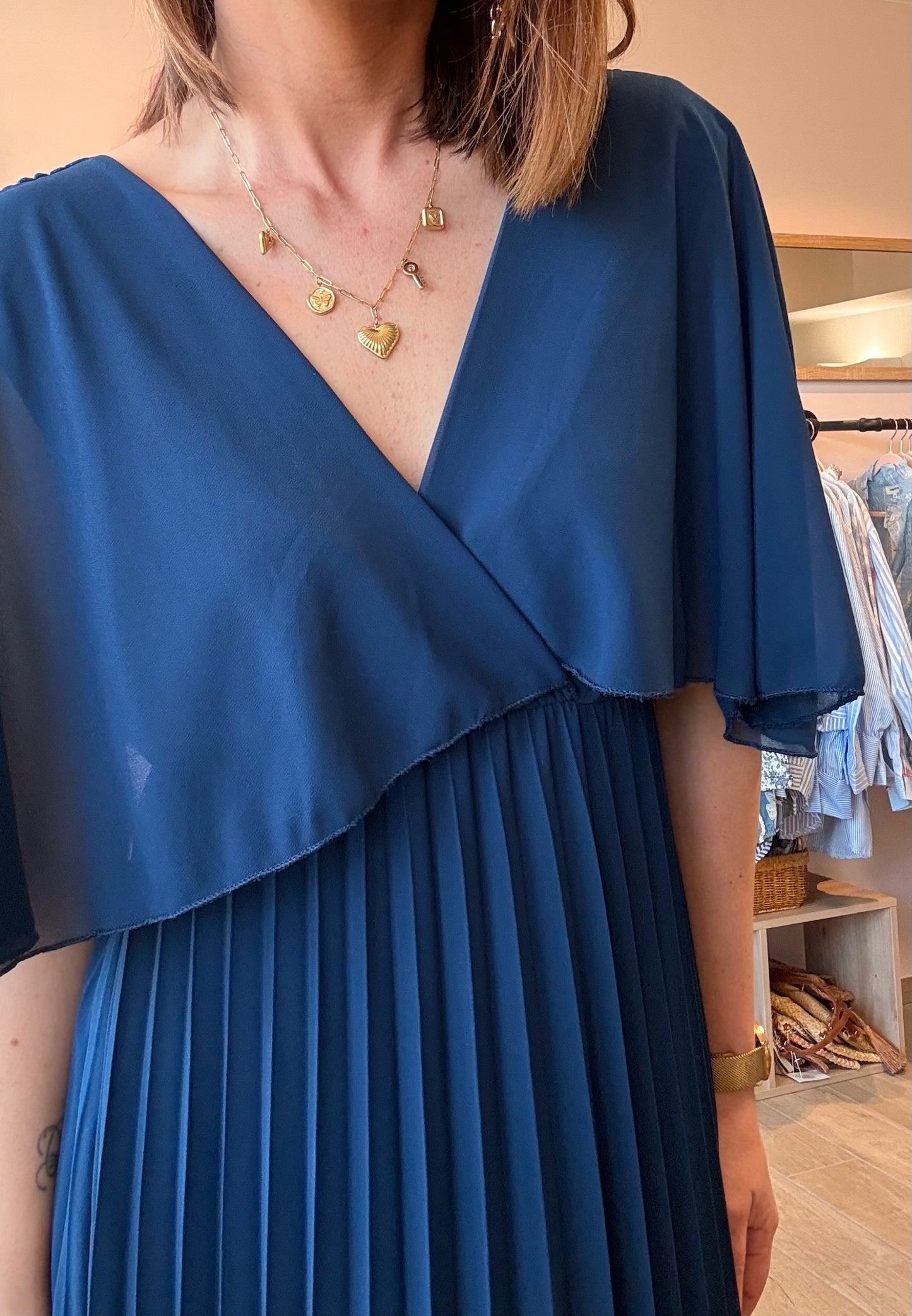 Robe Volante/Plissée Marine