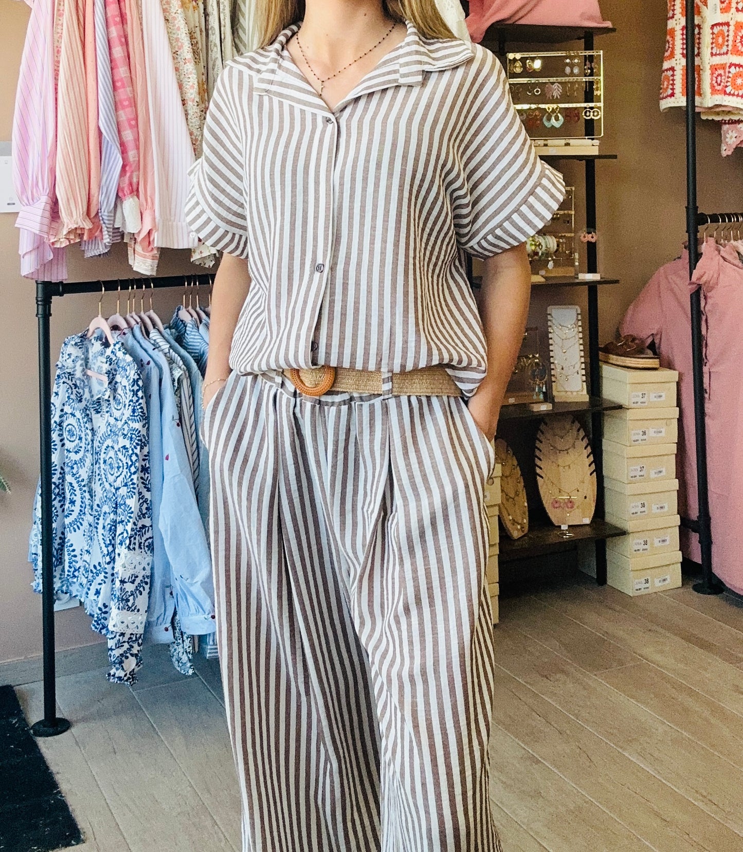 Ensemble rayé Marron