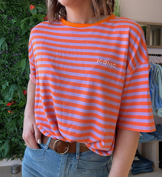 Tee shirt Rayé Orange ICONIC