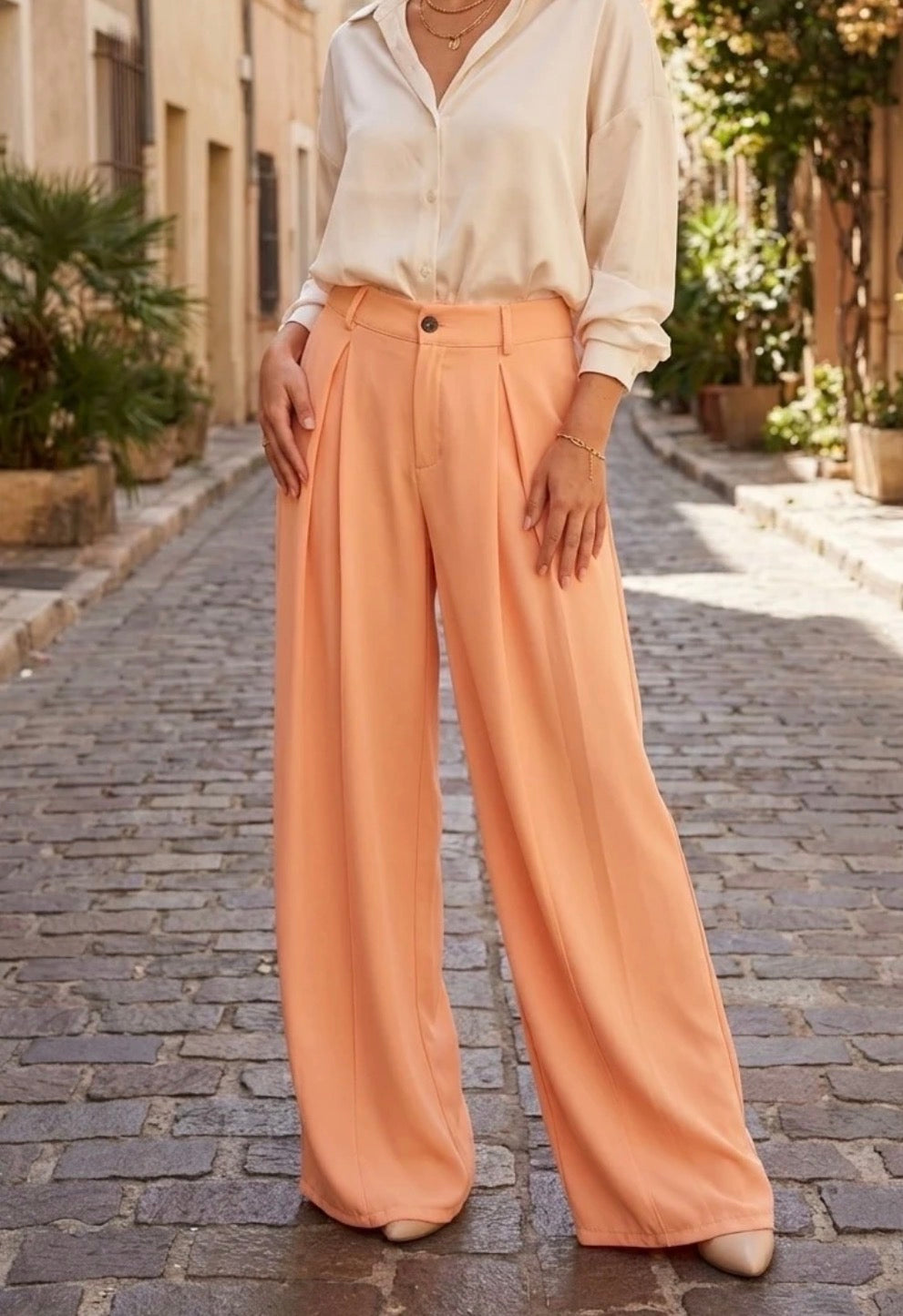 Pantalon ample Saumon