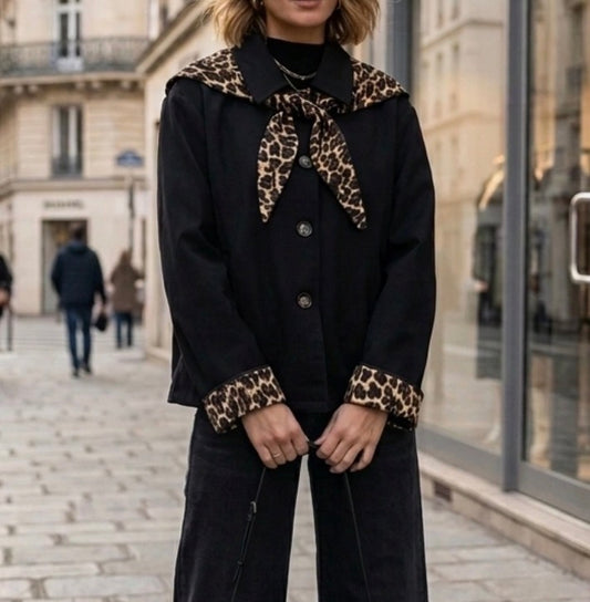 Trench Noir/Léopard