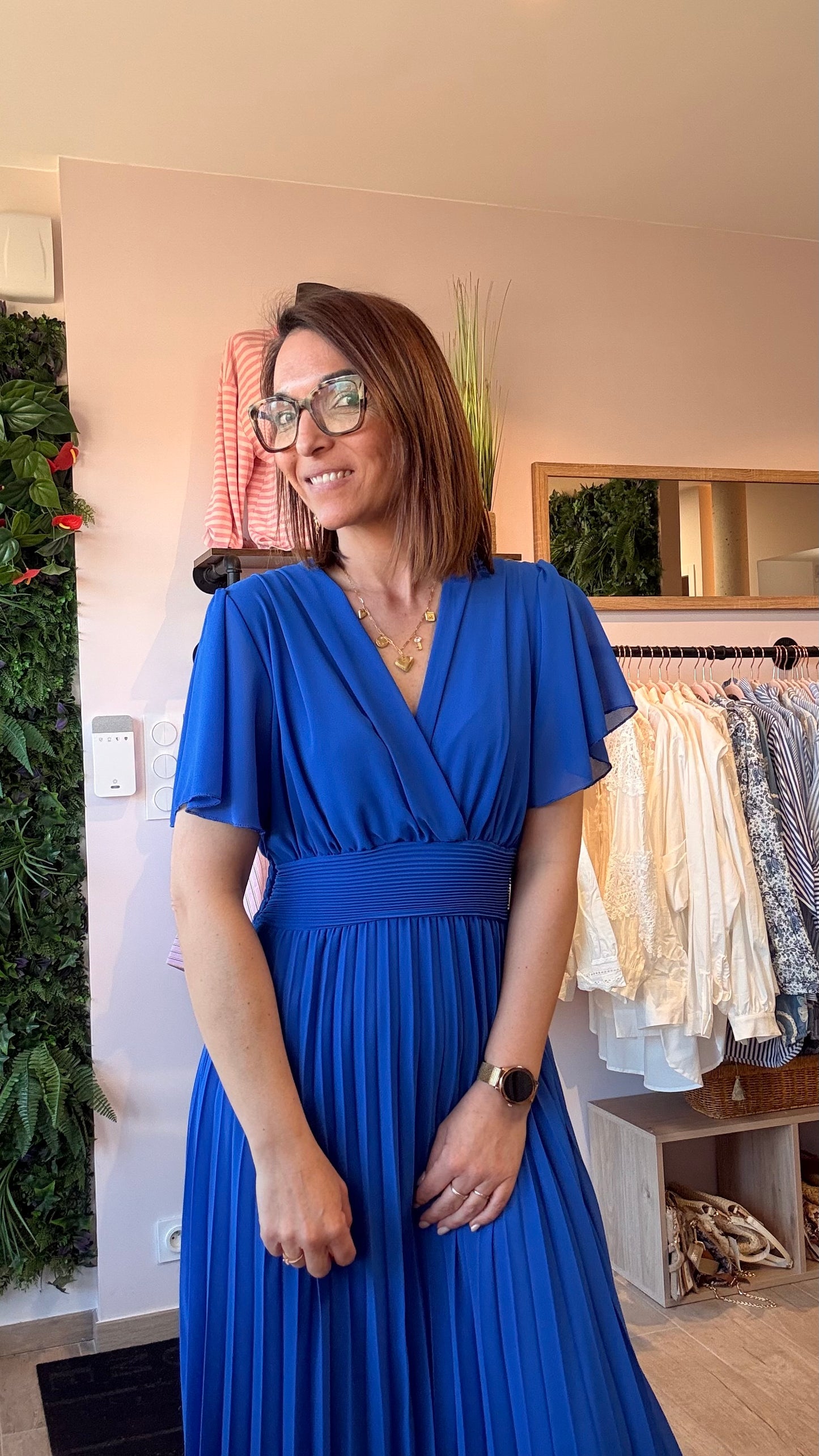 Robe Croisée/Plissée Bleue