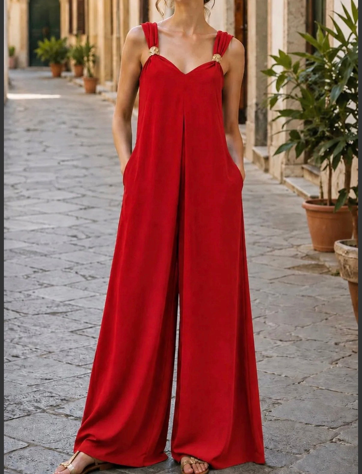 Combi-pantalon Bijoux Rouge