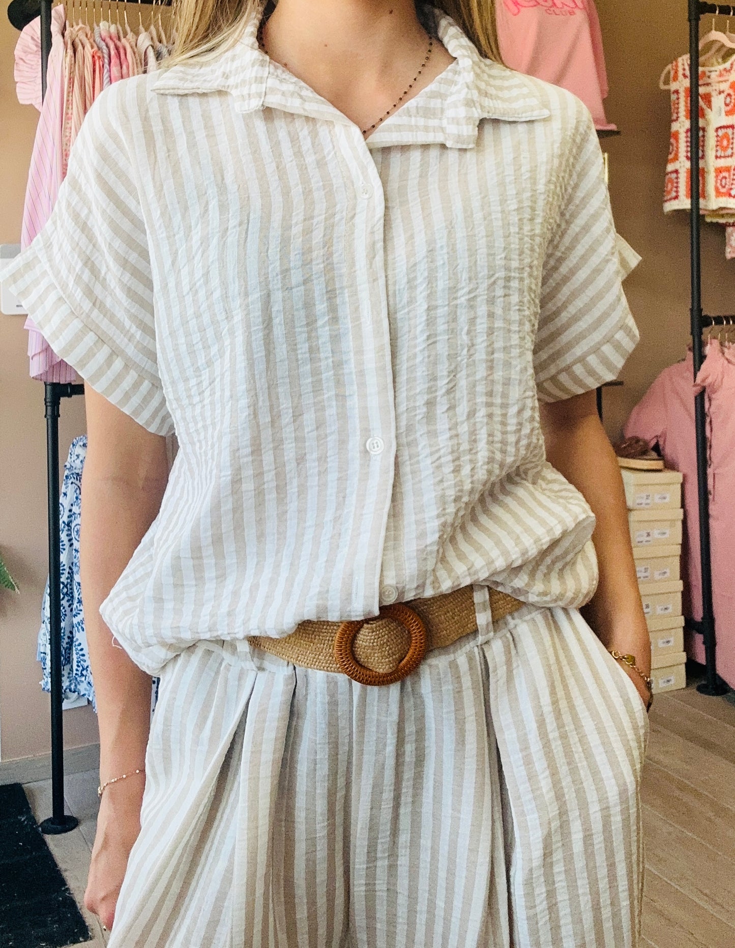Ensemble rayé Beige