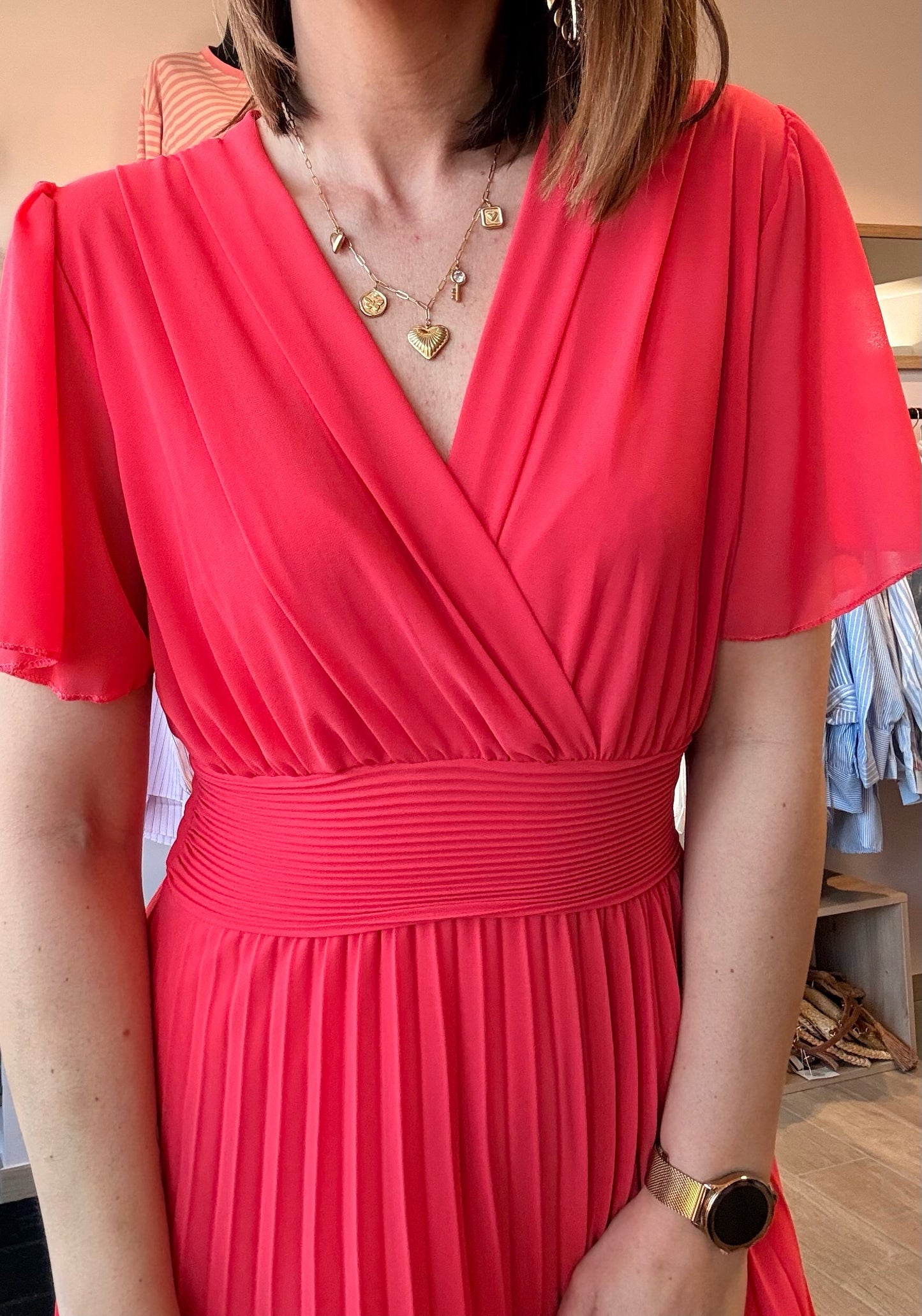 Robe Croisée/Plissée Framboise