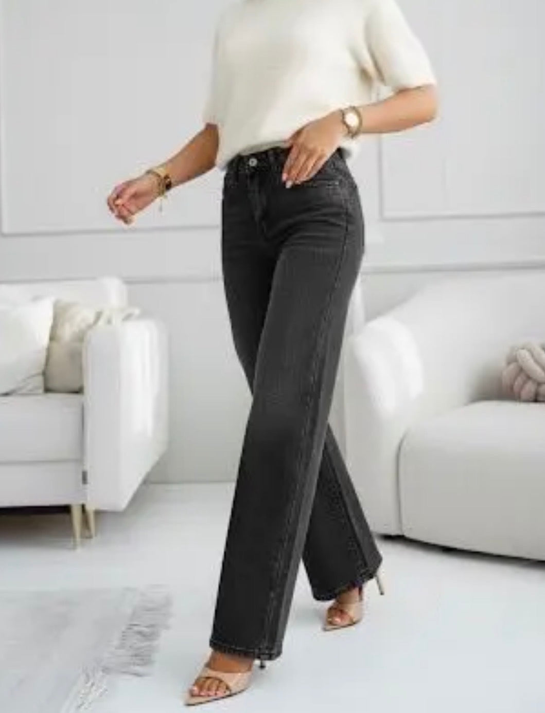 Jean Wideleg Noir délavé