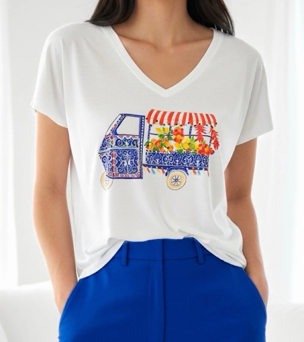 Tee shirt Blanc/bleu