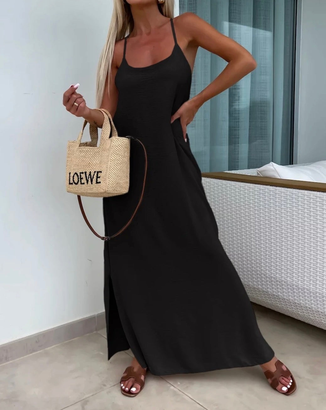 Robe longue Croisé Noir