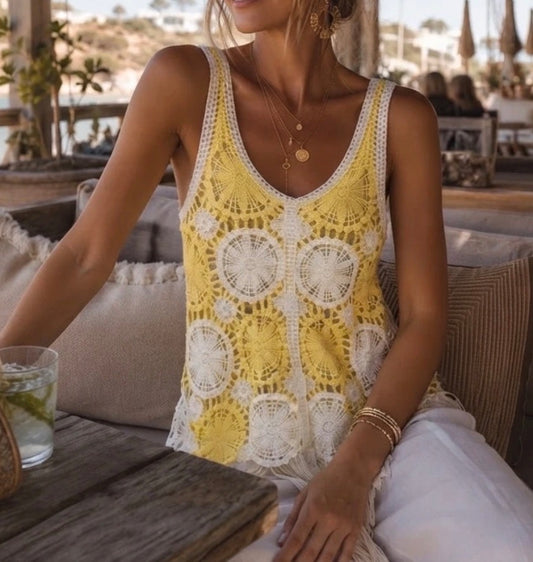 Top crochet Jaune