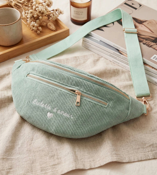 Sac banane velours Vert d'eau