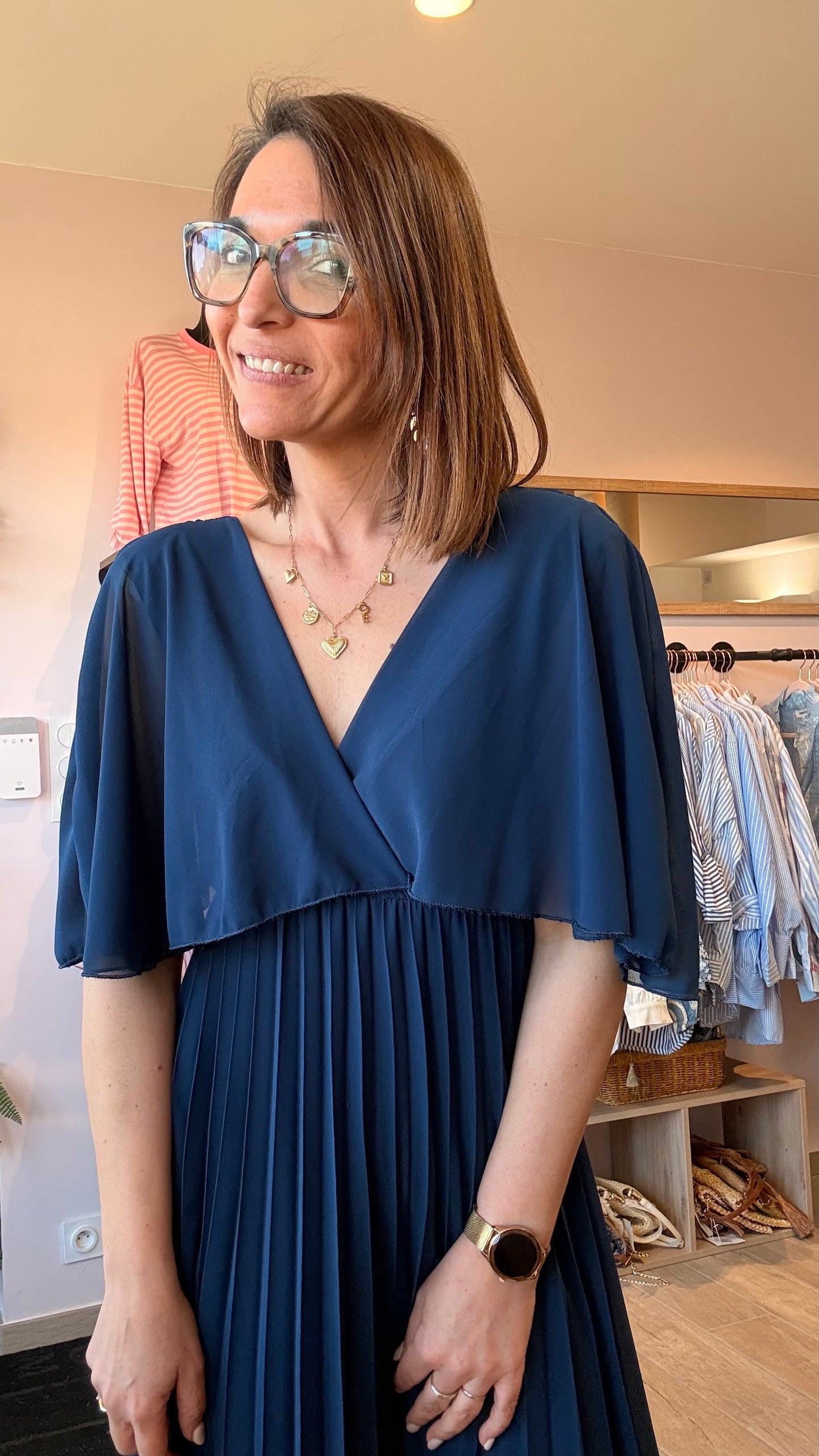 Robe Volante/Plissée Marine