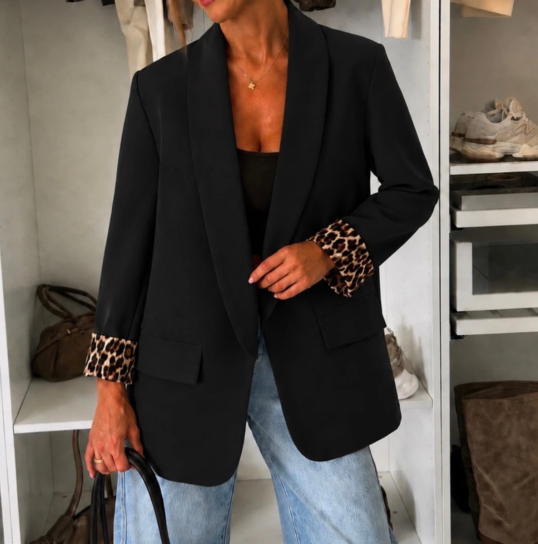 Blazer Noir/Léopard