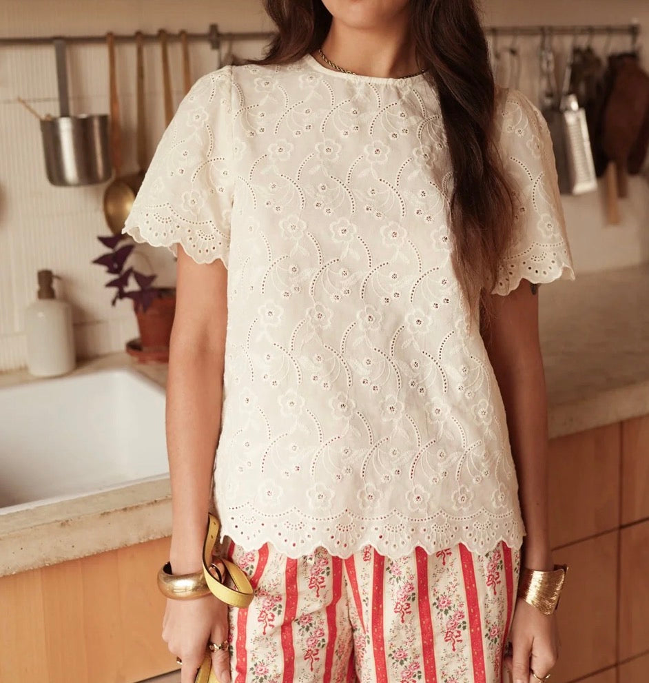 Blouse MC Broderie Ecru