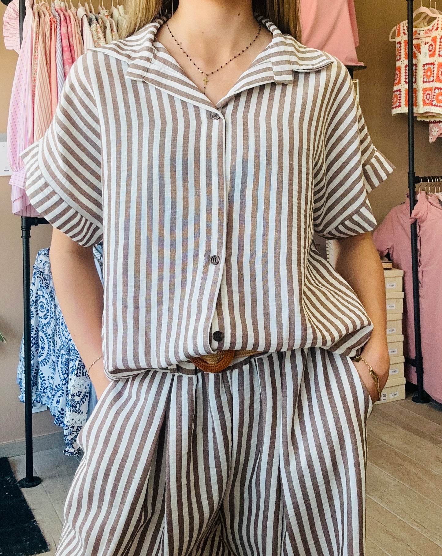 Ensemble rayé Marron