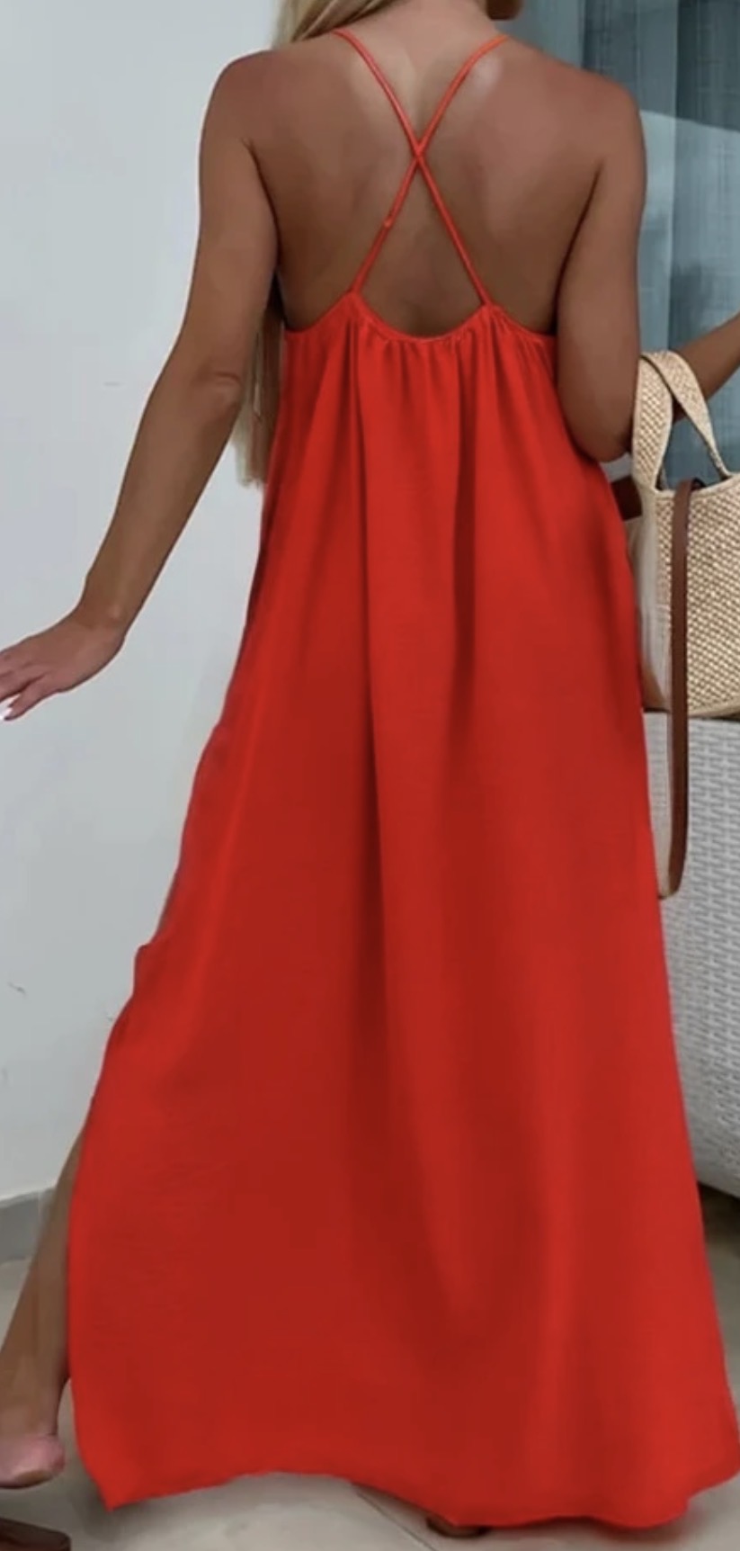 Robe longue Croisé Rouge