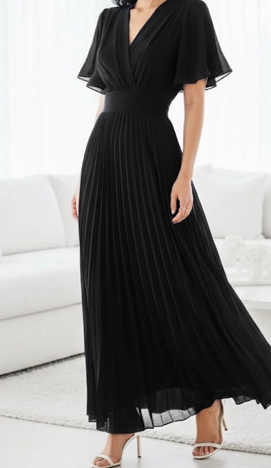 Robe Croisée/Plissée Noir