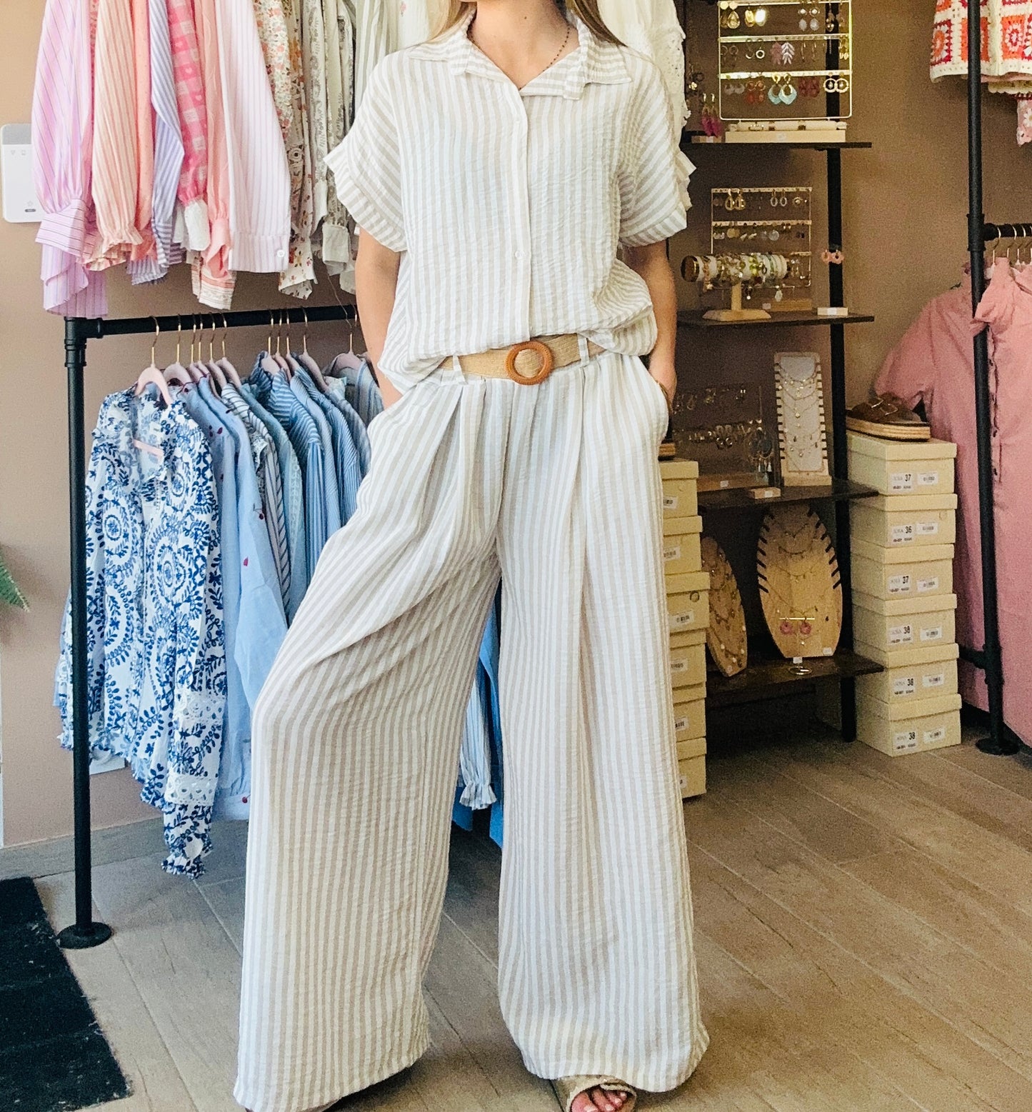 Ensemble rayé Beige