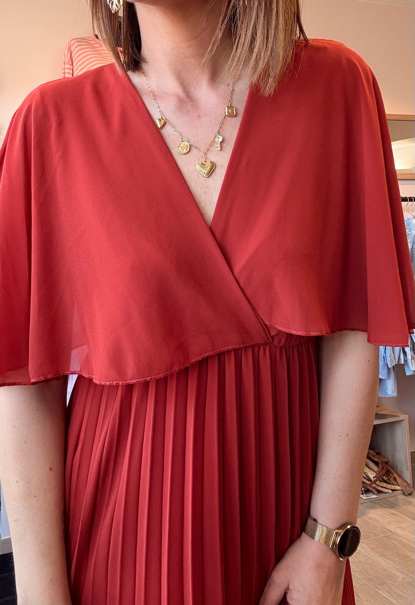 Robe Volante/Plissée Terracotta