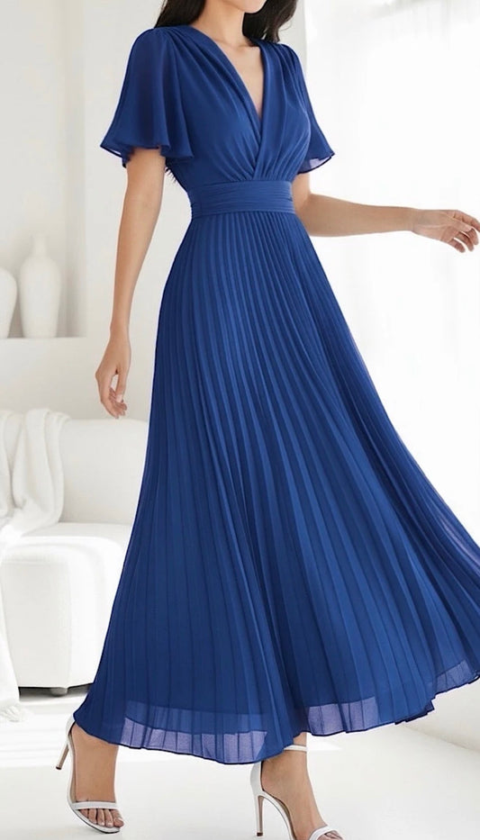 Robe Croisée/Plissée Bleu Roi