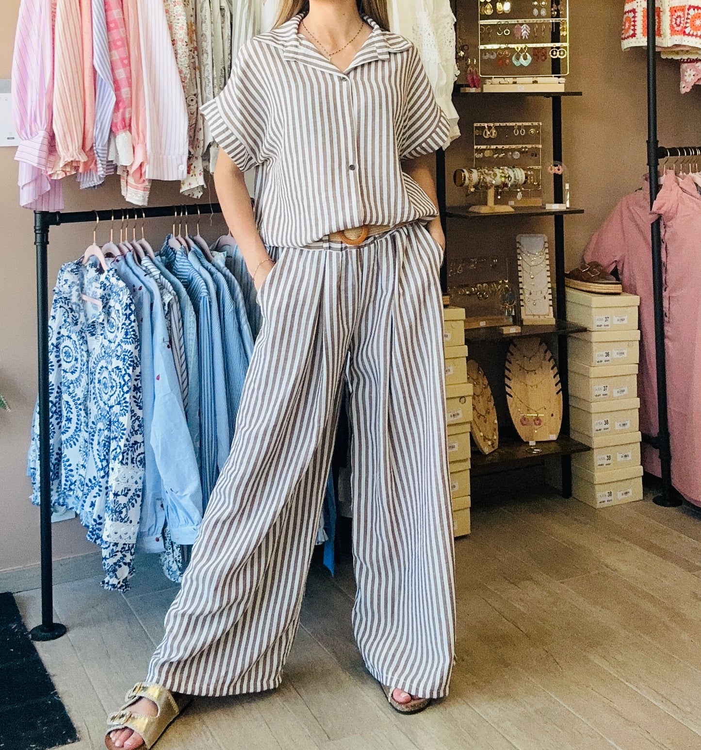 Ensemble rayé Marron