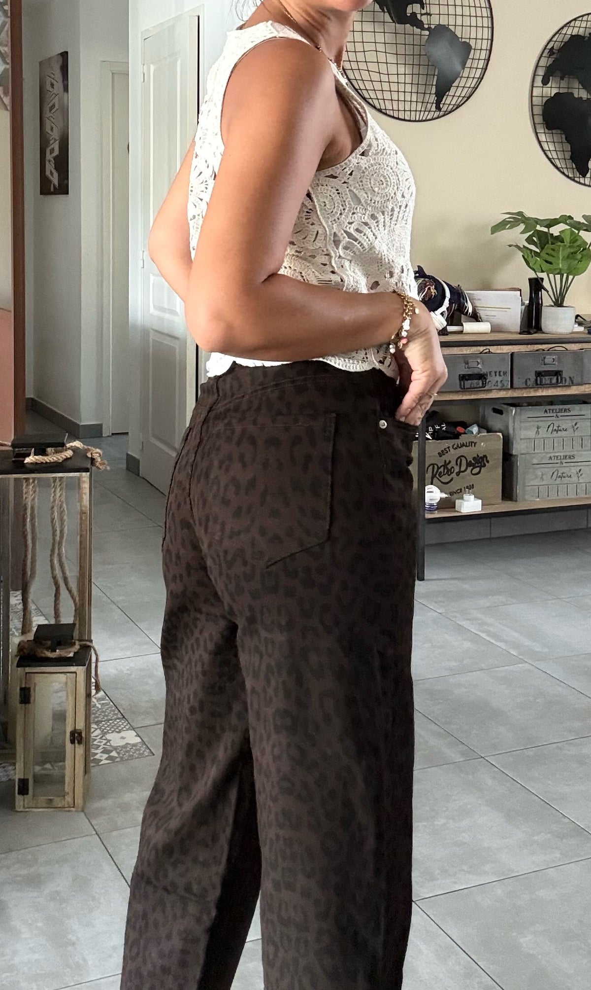 Jean Mom Léopard