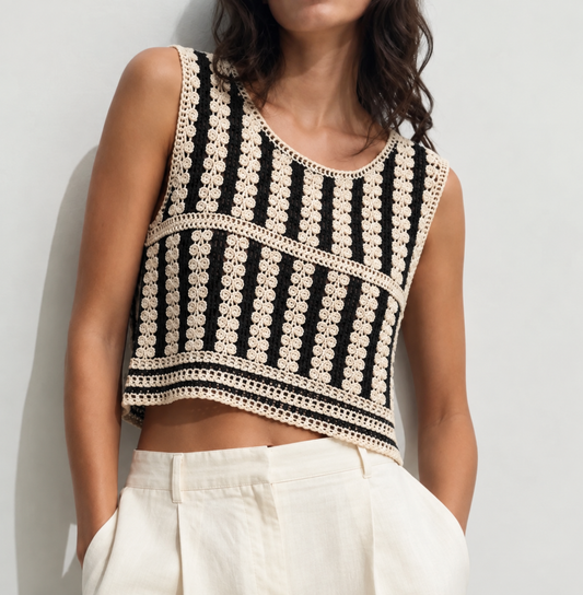 Top crochet Gris