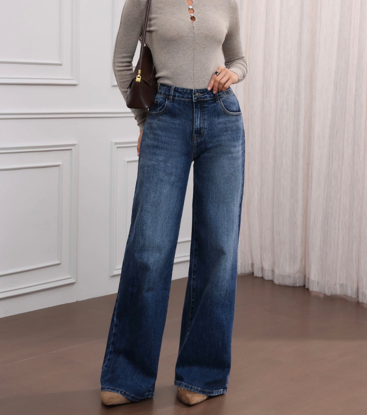 Jean Wideleg Bleu délavé