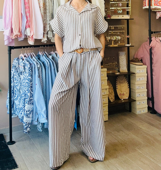 Ensemble rayé Marron