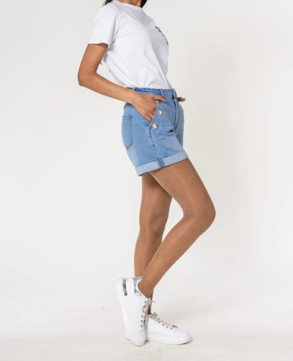 Short Jean Boutons dorés
