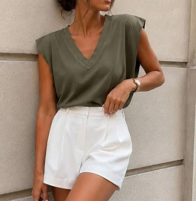 Tee shirt épaulettes Kaki V
