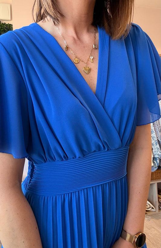 Robe Croisée/Plissée Bleue