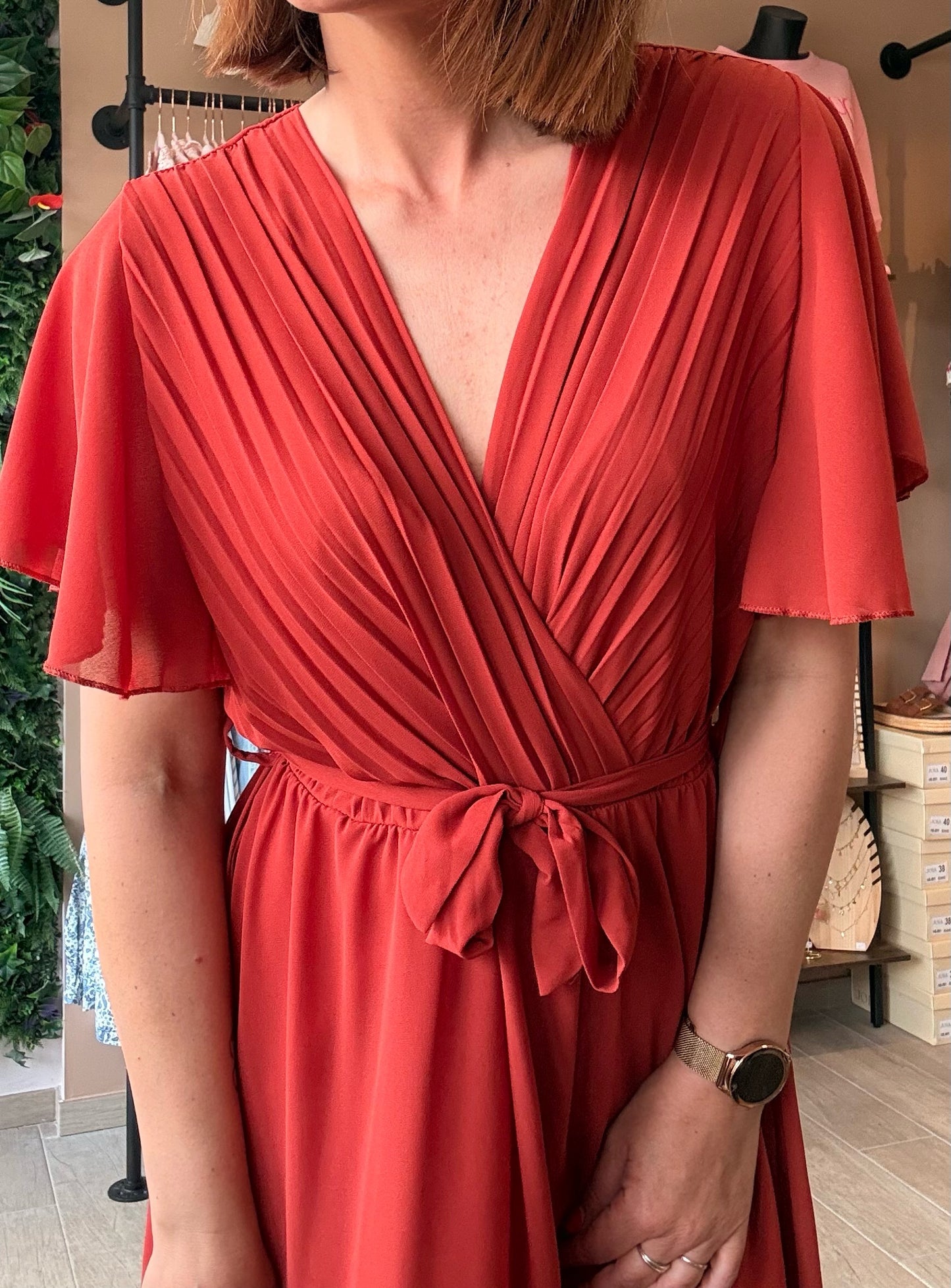 Robe Plissée haut Terracotta