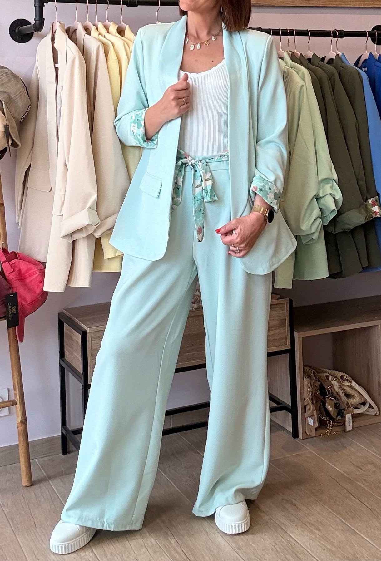 Blazer Vert d'eau/Fleuri