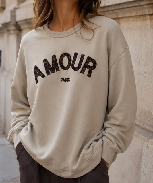 Sweat Amour Beige/Léopard