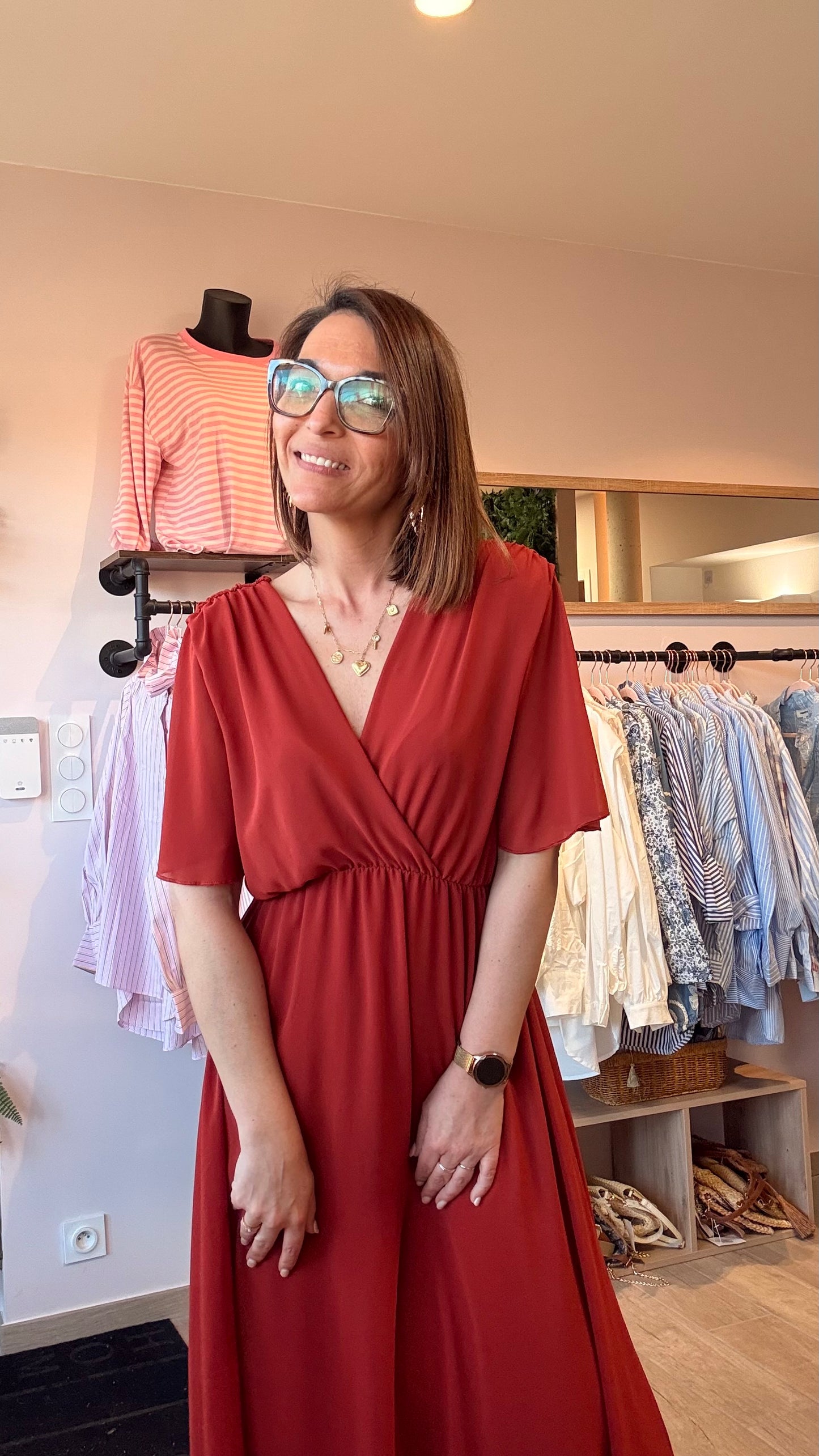 Robe longue fluide Terracotta